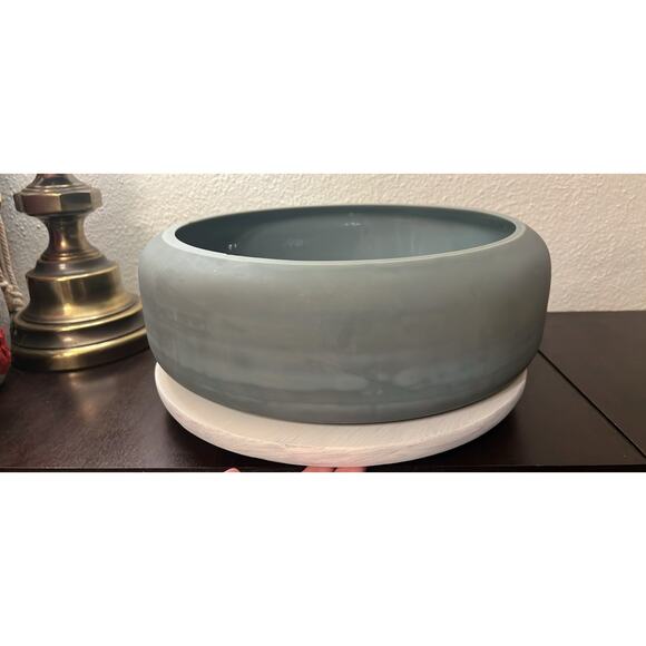 RARE XL Revelation Cirrus Bowl Smokey Blue Matte Frosted Glass Bowl 15x15x15 In - Picture 2 of 6